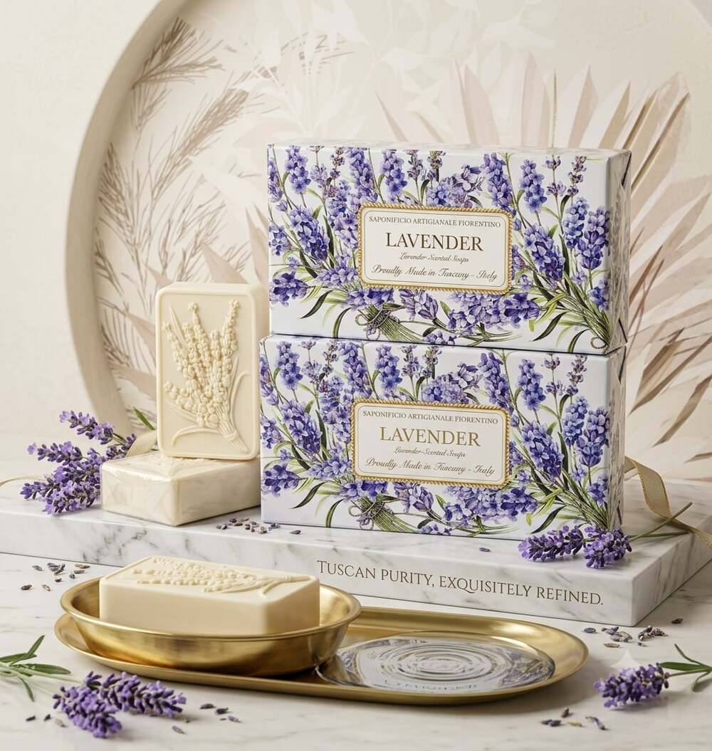 Saponificio Artigianale Fiorentino Lavender Scented Soap Gift Set - 2 Pack (6 Ba